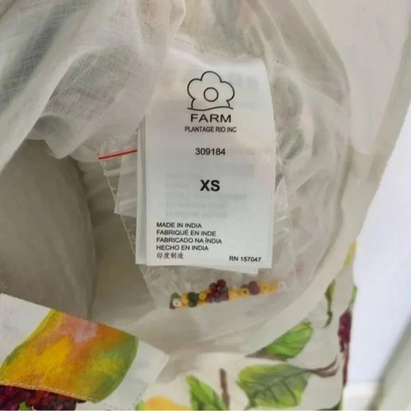 Farm Rio Fruit Orchard Mini Dress with Crochet Details Off White Size XS NWT - Picture 13 of 15